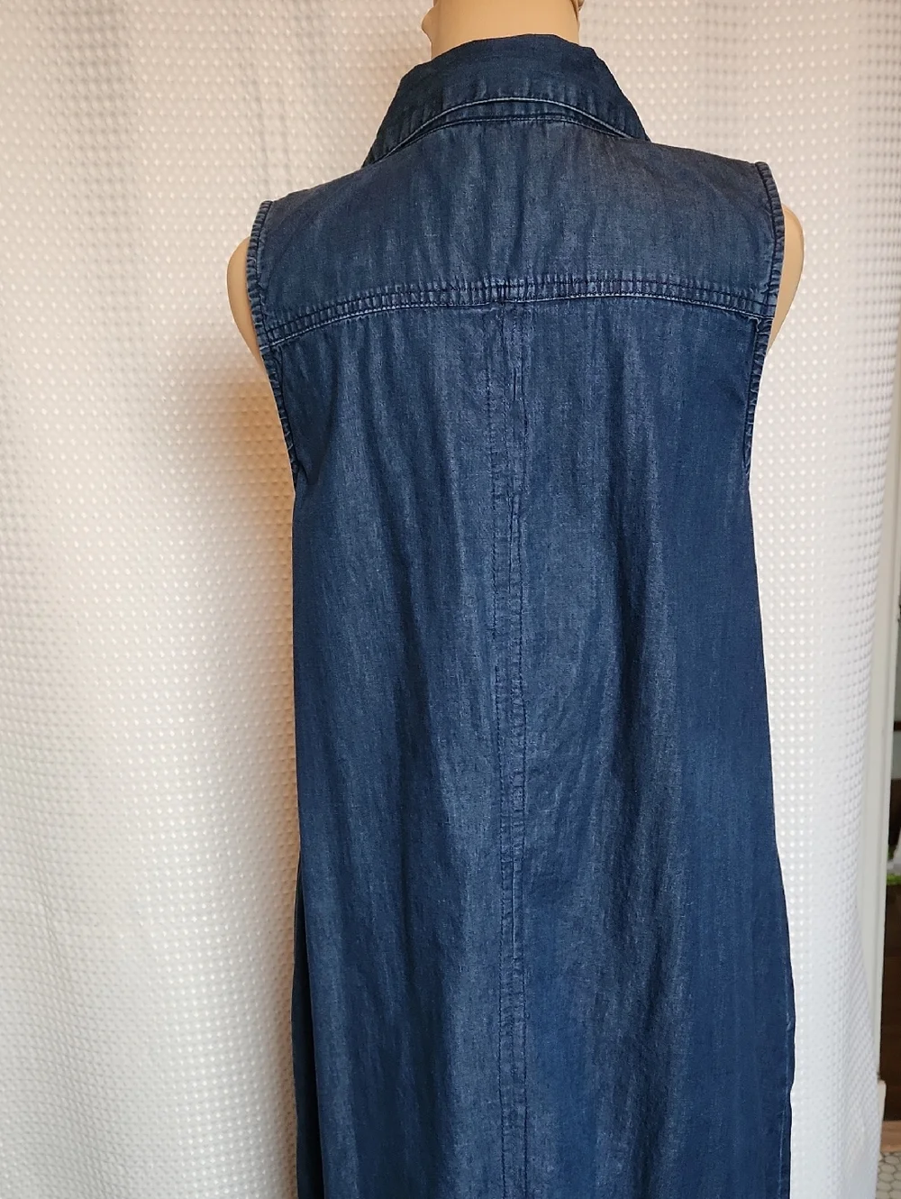 Soft Surroundings Small Blue Denim Sleeveless Maxi Shirt Dress 100% Cotton Boho - Picture 7 of 15